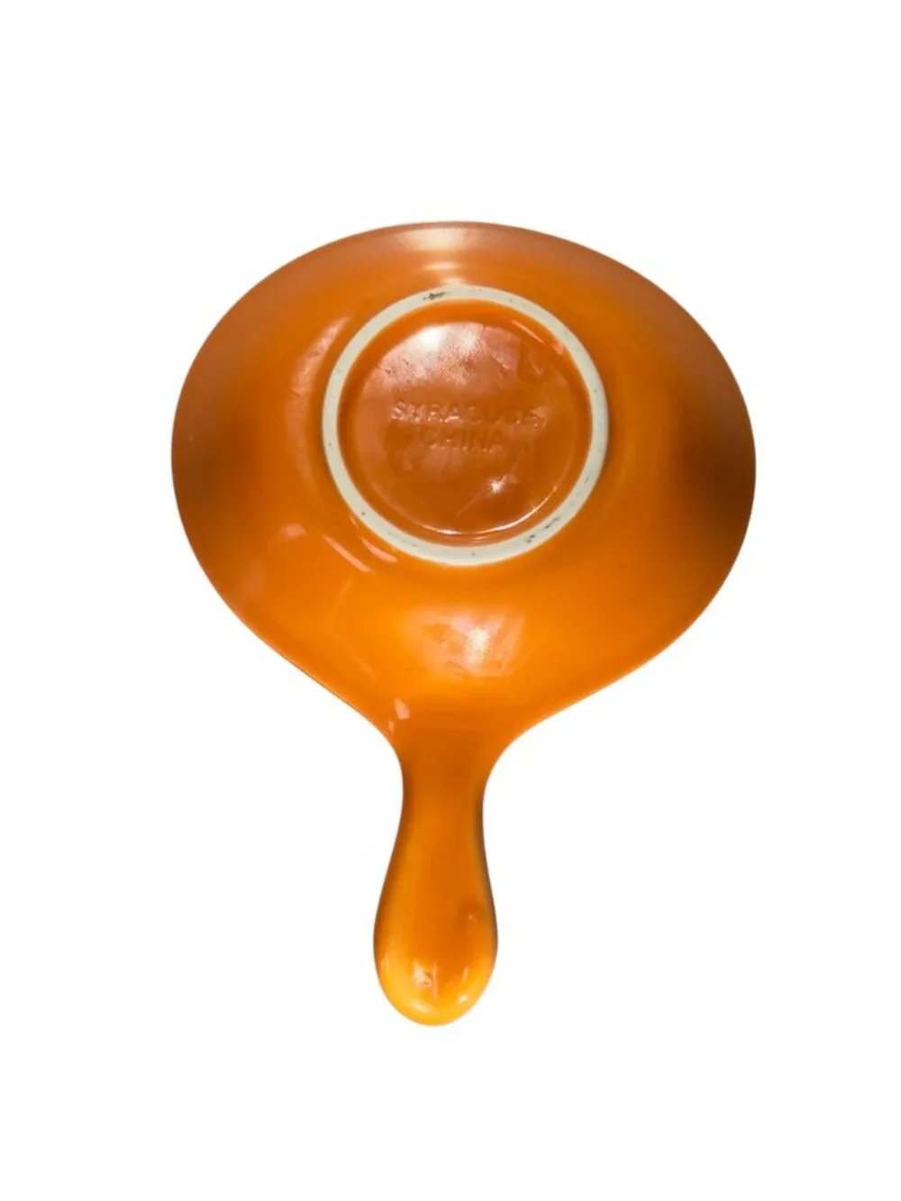 Vintage Syracuse China Restaurant Ware skillet Pan in a Vibrant Orange Glaze